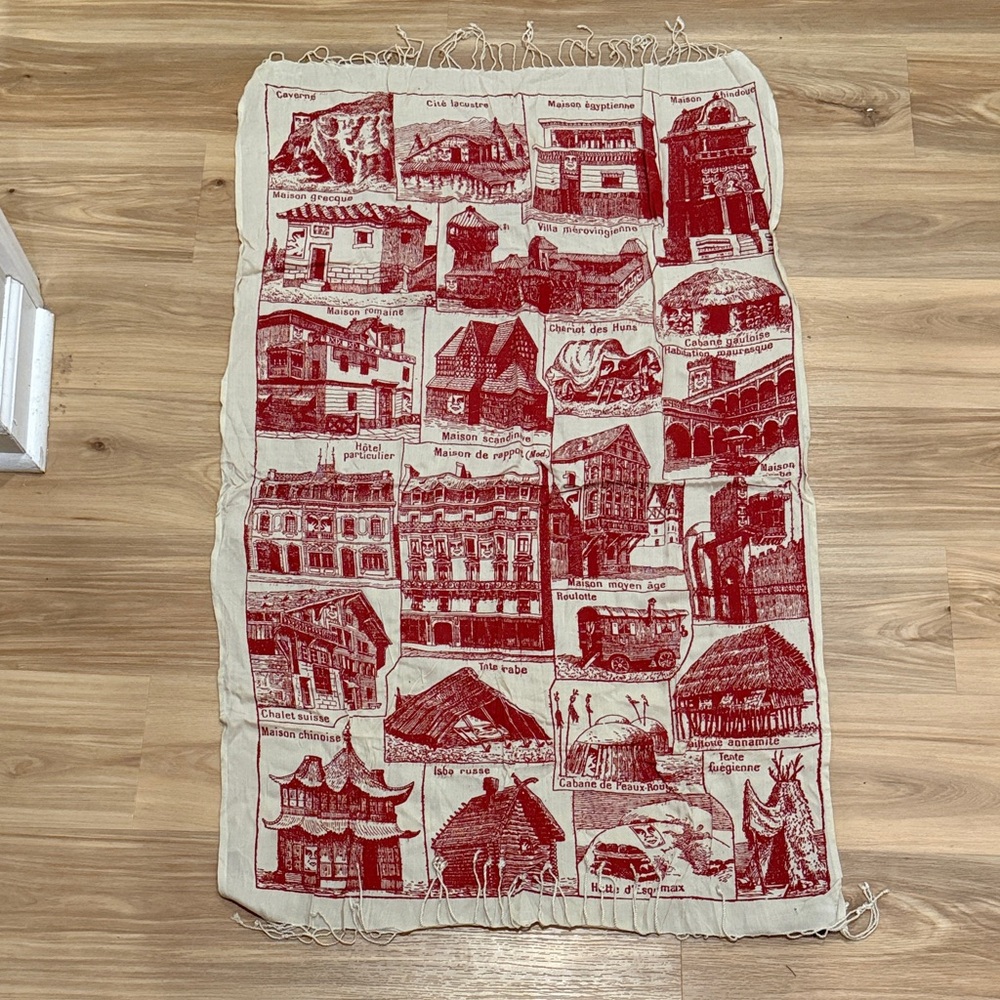 Obey Red and Cream Artistic Tapestry